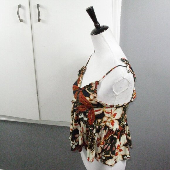 Patrons of Peace Black/Orange Floral Cropped Blouse Size XS - Picture 2 of 4